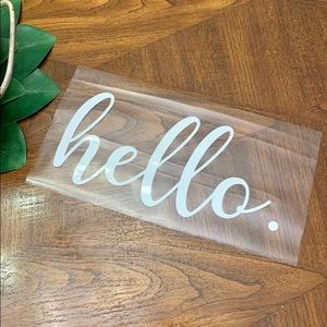 “Hello” door decal
